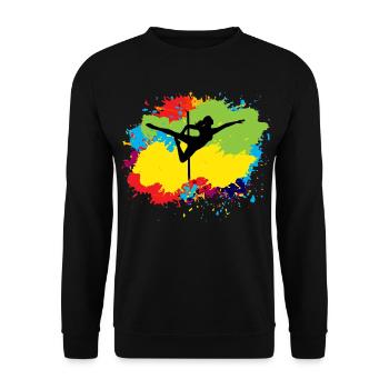 Pole Sport Dance Dancer Acrobatics Watercolour - Unisex Sweatshirt - black - Front - Alina (178cm) & Michal (187cm)