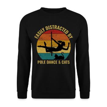 Pole Sport Dance Dancer Cats Vintage Retro - Unisex Sweatshirt - black - Front - Alina (178cm) & Michal (187cm)