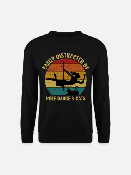 Pole Sport Tanz Tänzer Katzen Vintage Retro - Unisex Pullover - Schwarz