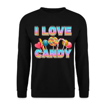 I Love Candy Süßigkeiten Süßigkeit Lolli Lutscher - Unisex Pullover - Schwarz - Vorne - Alina (178cm) & Michal (187cm)