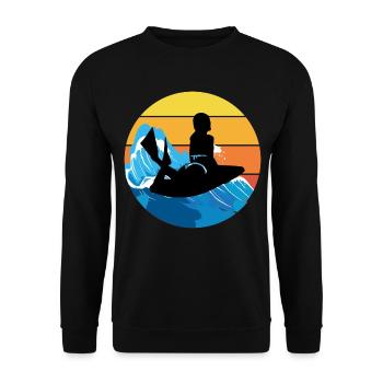 Bodyboarding Bodyboarder Water Sport Vintage Retro - Unisex Sweatshirt - black - Front - Alina (178cm) & Michal (187cm)