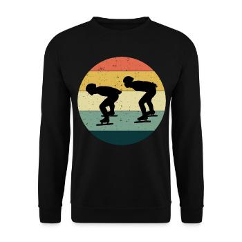 Speed Skating Ice Skater Skate Race Vintage Retro - Unisex Sweatshirt - black - Front - Alina (178cm) & Michal (187cm)