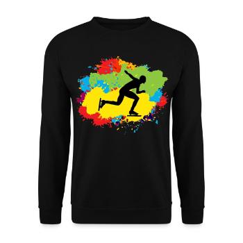 Eisschnelllauf Schlittschuh Schlittschuh Aquarell - Unisex Pullover - Schwarz - Vorne - Alina (178cm) & Michal (187cm)