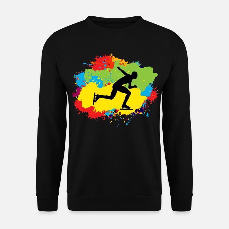 Eisschnelllauf Schlittschuh Schlittschuh Aquarell - Unisex Pullover - Schwarz