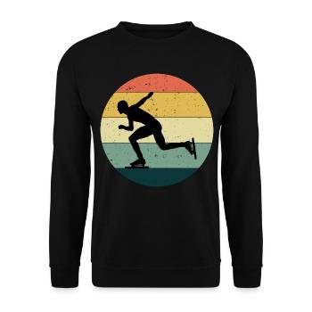 Speed Skating Ice Skater Skate Vintage Retro - Unisex Sweatshirt - black - Front - Alina (178cm) & Michal (187cm)