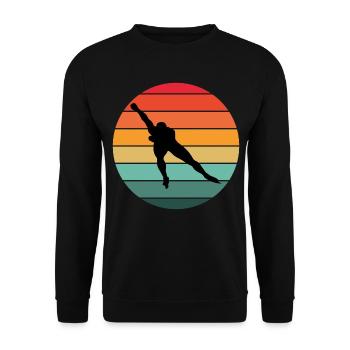 Speed Skating Ice Skater Skate Race Vintage Retro - Unisex Sweatshirt - black - Front - Alina (178cm) & Michal (187cm)