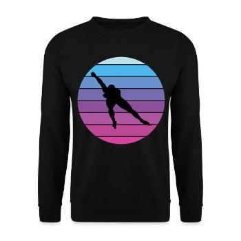 Speed Skating Ice Skater Skate Race Vintage Retro - Unisex Sweatshirt - black - Front - Alina (178cm) & Michal (187cm)