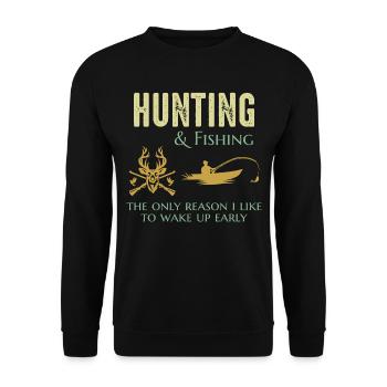Chasse Pêche Chasseurs Pêcheurs Outdoor Drôle - Sweat-shirt Unisexe - noir - Devant - Alina (178cm) & Michal (187cm)