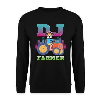 DJ Farmer Cat Farm Driving Tractor Music Funny - Unisex Sweatshirt - black - Front - Alina (178cm) & Michal (187cm)