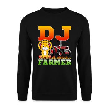 DJ Farmer Cat Farm Driving Tractor Music Funny - Unisex Sweatshirt - black - Front - Alina (178cm) & Michal (187cm)