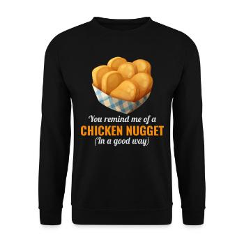 Chicken Nuggets Fast Food Lustiger Spruch - Unisex Pullover - Schwarz - Vorne - Alina (178cm) & Michal (187cm)