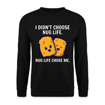 Chicken Nuggets Fast Food Lustiger Spruch - Unisex Pullover - Schwarz - Vorne - Alina (178cm) & Michal (187cm)