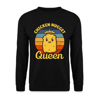 Chicken Nugget Queen Geburtstag Fast Food Lustig - Unisex Pullover - Schwarz - Vorne - Alina (178cm) & Michal (187cm)