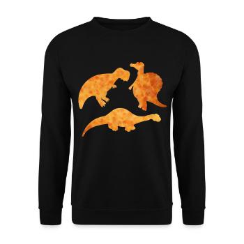 Huhn Nugget Fast Food Dinosaurier Dino Tier - Unisex Pullover - Schwarz - Vorne - Alina (178cm) & Michal (187cm)