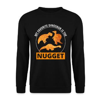Huhn Nugget Fast Food Dinosaurier Dino Tier - Unisex Pullover - Schwarz - Vorne - Alina (178cm) & Michal (187cm)