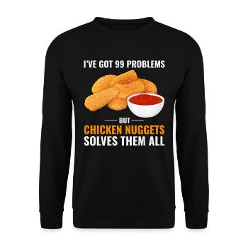 Chicken Nuggets Fast Food Lustiger Spruch - Unisex Pullover - Schwarz - Vorne - Alina (178cm) & Michal (187cm)