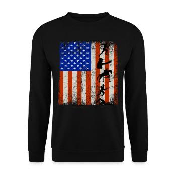 4 juillet Drapeau américain Pentathlon moderne - Sweat-shirt Unisexe - noir - Devant - Alina (178cm) & Michal (187cm)