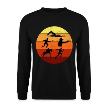 Pentathlon moderne - Escrime Natation Équitation - Sweat-shirt Unisexe - noir - Devant - Alina (178cm) & Michal (187cm)