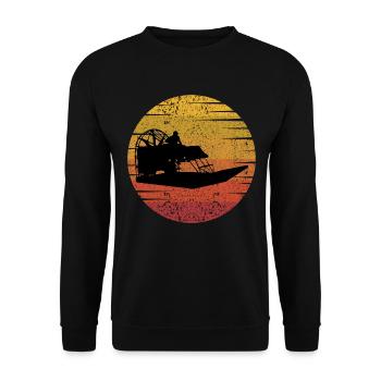 Vintage Rétro Airboat Fanboat Airboating Planeboat - Sweat-shirt Unisexe - noir - Devant - Alina (178cm) & Michal (187cm)