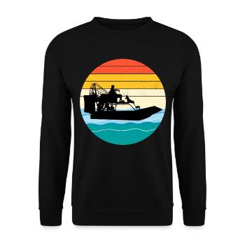 Vintage Rétro Airboat Fanboat Airboating Planeboat - Sweat-shirt Unisexe - noir - Devant - Alina (178cm) & Michal (187cm)