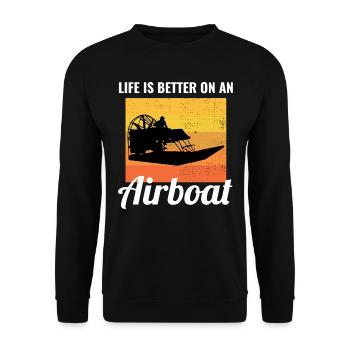 Airboat Fanboat Airboating Planeboat Swamp Boot - Unisex Pullover - Schwarz - Vorne - Alina (178cm) & Michal (187cm)