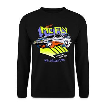 Back To The Future Hey McFly Time Machine - Unisex Sweatshirt - black - Front - Alina (178cm) & Michal (187cm)