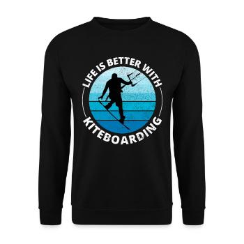Kitesurfen Kitesurfen Kiteboarding Kiteboarder - Unisex Pullover - Schwarz - Vorne - Alina (178cm) & Michal (187cm)