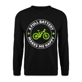 E-Bike Elektro-Fahrrad E-Radfahrer Fahrradfahrer - Unisex Pullover - Schwarz - Vorne - Alina (178cm) & Michal (187cm)