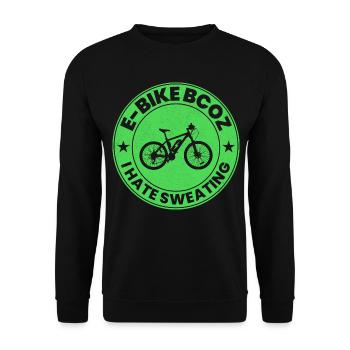 E-Bike Elektro-Fahrrad E-Radfahrer Fahrradfahrer - Unisex Pullover - Schwarz - Vorne - Alina (178cm) & Michal (187cm)