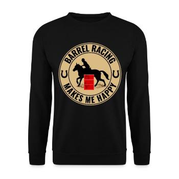 Barrel Racer Reiten Racing Rodeo Lustig - Unisex Pullover - Schwarz - Vorne - Alina (178cm) & Michal (187cm)