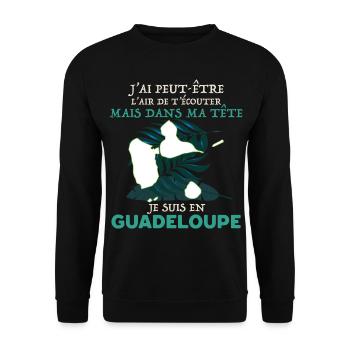 Message Guadeloupe Humour Antillais Antillaise - Sweat-shirt Unisexe - noir - Devant - Alina (178cm) & Michal (187cm)