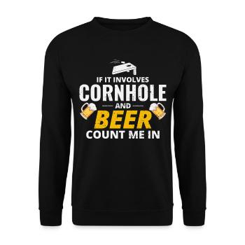 Cornhole Drinking Bean Bag Toss Jeu de pelouse en plein air - Sweat-shirt Unisexe - noir - Devant - Alina (178cm) & Michal (187cm)