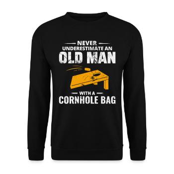 Cornhole Granndpa Bean Bag Toss Game Fathers day - Unisex Sweatshirt - black - Front - Alina (178cm) & Michal (187cm)