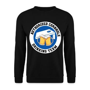 Cornhole Drinking Bean Bag Toss Jeu de pelouse en plein air - Sweat-shirt Unisexe - noir - Devant - Alina (178cm) & Michal (187cm)