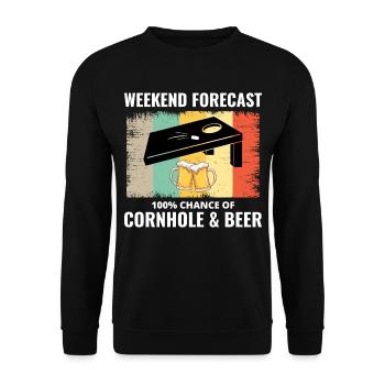 Cornhole Drinking Bean Bag Toss Jeu de pelouse en plein air - Sweat-shirt Unisexe - noir - Devant - Alina (178cm) & Michal (187cm)