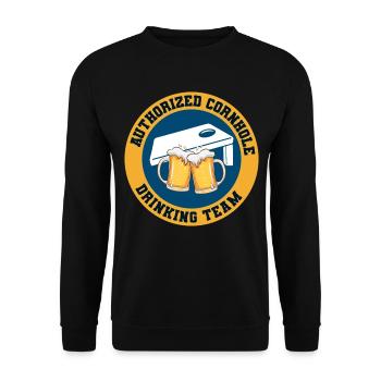 Cornhole Drinking Bean Bag Toss Jeu de pelouse en plein air - Sweat-shirt Unisexe - noir - Devant - Alina (178cm) & Michal (187cm)