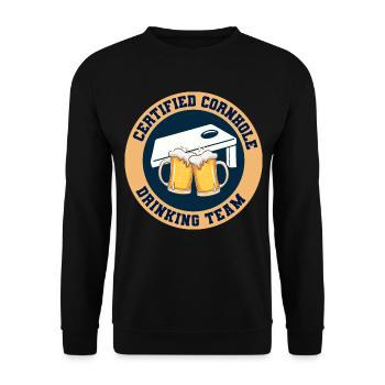 Cornhole Drinking Bean Bag Toss Jeu de pelouse en plein air - Sweat-shirt Unisexe - noir - Devant - Alina (178cm) & Michal (187cm)