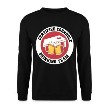 Cornhole Drinking Bean Bag Toss Jeu de pelouse en plein air - Sweat-shirt Unisexe - noir - Devant - Alina (178cm) & Michal (187cm)