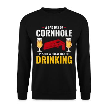 Cornhole Drinking Bean Bag Toss Jeu de pelouse en plein air - Sweat-shirt Unisexe - noir - Devant - Alina (178cm) & Michal (187cm)