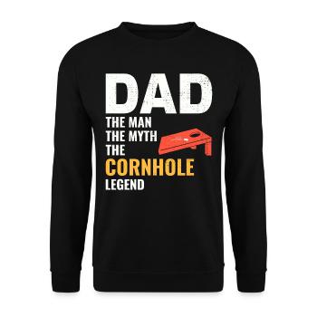 Cornhole Dad Bean Bag Toss Lawn Game Fathers day - Unisex Sweatshirt - black - Front - Alina (178cm) & Michal (187cm)