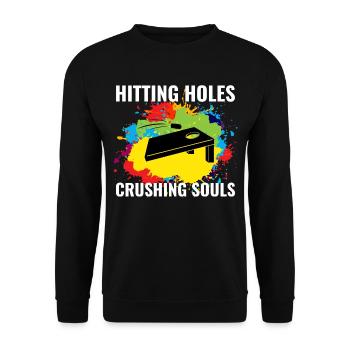 Cornhole Bean Bag Toss Outdoor Lawn Game Funny - Unisex Sweatshirt - black - Front - Alina (178cm) & Michal (187cm)