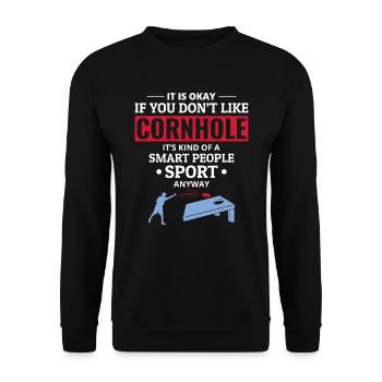 Cornhole Bean Bag Toss Outdoor Lawn Game Funny - Unisex Sweatshirt - black - Front - Alina (178cm) & Michal (187cm)