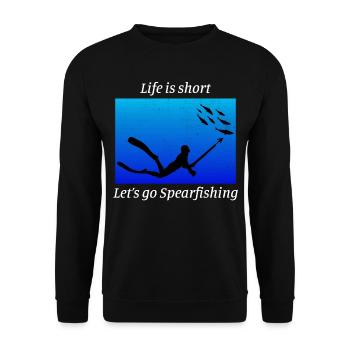 Speerfischen Speerfischen Speerfischer Fischen - Unisex Pullover - Schwarz - Vorne - Alina (178cm) & Michal (187cm)