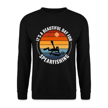 Speerfischen Speerfischen Speerfischer Fischen - Unisex Pullover - Schwarz - Vorne - Alina (178cm) & Michal (187cm)