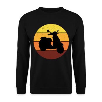 Roller Fahrer Roller Motorrad Vintage Retro - Unisex Pullover - Schwarz - Vorne - Alina (178cm) & Michal (187cm)