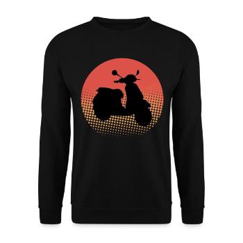 Roller Fahrer Roller Motorrad Vintage Retro - Unisex Pullover - Schwarz - Vorne - Alina (178cm) & Michal (187cm)