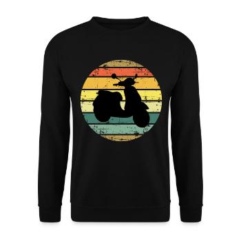 Roller Fahrer Roller Motorrad Vintage Retro - Unisex Pullover - Schwarz - Vorne - Alina (178cm) & Michal (187cm)