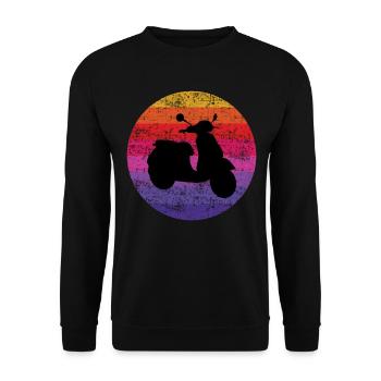 Roller Fahrer Roller Motorrad Vintage Retro - Unisex Pullover - Schwarz - Vorne - Alina (178cm) & Michal (187cm)
