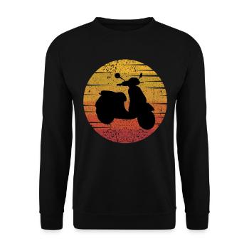 Roller Fahrer Roller Motorrad Vintage Retro - Unisex Pullover - Schwarz - Vorne - Alina (178cm) & Michal (187cm)
