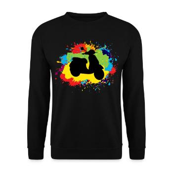 Roller Fahrer Motorrad Moped Fahrrad Aquarell - Unisex Pullover - Schwarz - Vorne - Alina (178cm) & Michal (187cm)